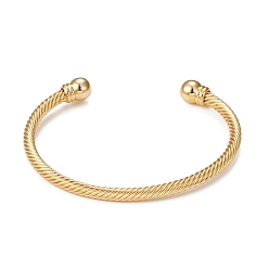 Real 18K Gold Plated Classic Rack Plating Brass Cuff Bangles, Long-Lasting Plated Twist Bangles for Women Men, Cadmium Free & Lead Free, Real 18K Gold Plated, Inner Diameter: 2-1/2 inch(6.4cm)