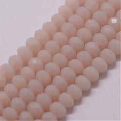 PeachPuff Imitation Jade Glass Bead Strands, Rondelle, Faceted, PeachPuff, 2~3x2mm, Hole: 1mm, about 200pcs/strand, 17.32 inch