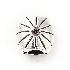 Plata Antigua Configuración de abalorios de acero de estilo tibetano, abalorios de grande agujero, oval, plata antigua, aptos para 2 mm de diamante de imitación, 10.5x10.5x7 mm, agujero: 3.6 mm, Sobre 217 unidades / 500 g