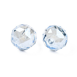 Bleu Clair Plaquent verre transparent perles brins, lustre plaqué, facette, ronde, bleu clair, 13x12.5mm, Trou: 2.5mm