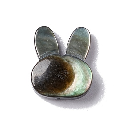 Black Lip Shell Natural Black Lip Shell Beads, Sea Shell Beads, Vertical Hole, Rabbit, 10.5x12x3mm, Hole: 0.8mm