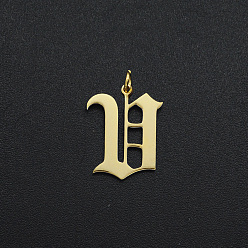 Letter V Pendentifs en acier inoxydable, avec anneau de saut, vieux anglais, lettre, Coupe au laser, or, letter.v, 201mm, Trou: 16x12.5x1mm