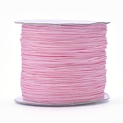 Pink Нейлоновая нить, ювелирные изделия шнур нейлона для пользовательских ювелирных изделий делает тканые, розовые, 0.6 мм, около 142.16 ярдов (130 м) / рулон