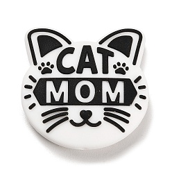 Cat Shape Силиконовые бусины, DIY уход за ожерельем, мама-кошка, форма кошки, 29x29x7 мм, отверстие : 2.5 мм