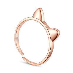 Розовое Золото Кольцо на палец shegrace 925 из стерлингового серебра, манжеты кольца, открытые кольца, ухо кошки, Размер 7, розовое золото , 17 мм
