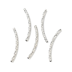 Platinum Rack Plating Brass Curved Tube Beads, Cadmium Free & Lead Free, Long-Lasting Plated, Platinum, 29.5~30x2mm, Hole: 1.2mm