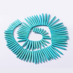 Howlite Synthetical Howlite Beads Strands, Dyed Turquoise, about 4.5~5mm wide, 20~59mm long, hole: 0.8mm, about 100 pcs/strand, 18 inch