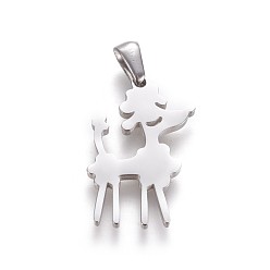 Stainless Steel Color 304 Stainless Steel Puppy Pendants, Poodle Dog, Stainless Steel Color, 25x17x2mm, Hole: 2.5x5.5mm