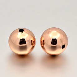 Rose Gold Brass Round Beads, Rose Gold, 10mm, Hole: 1.8mm