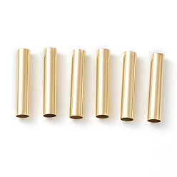 Real 24K Gold Plated Brass Tube Beads, Long-Lasting Plated, Tube, Real 24K Gold Plated, 15x3mm, Hole: 2.5mm