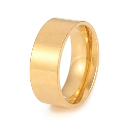 Golden 201 Stainless Steel Flat Plain Band Rings, Wide Band Rings, Golden, US Size 8, Inner Diameter: 18mm, 8mm