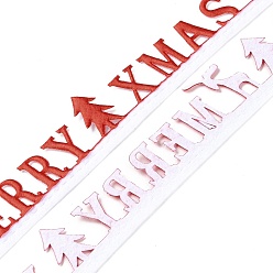 Red Christmas Merry Xmas Felt Lace Trim, Polyester Word Trim Embellishment, for Christmas Party Decoration, Red, 7/8 inch(23mm), about 10.94 Yards(10m)/Roll