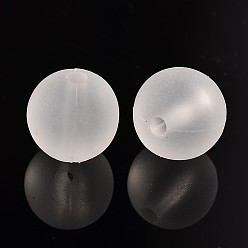 Clair Perles acryliques transparentes se mélangent, ronde, givré, clair, 12mm, Trou: 2mm, environ500 pcs / 500 g
