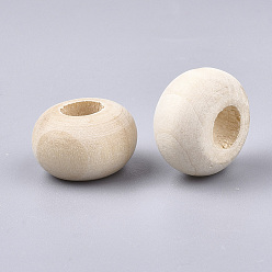 Old Lace Unfinished Wood Beads, Natural Wooden Beads, Rondelle, Old Lace, 14~14.5x9mm, Hole: 5.5~6mm