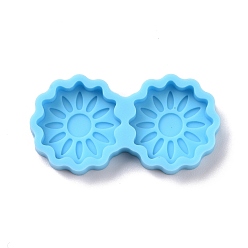 Cielo Azul Oscuro Moldes de silicona para adornos en forma de girasol., moldes de resina, para la fabricación de artesanías de pendientes, cielo azul profundo, 20x37x5 mm, diámetro interior: 16.5 mm