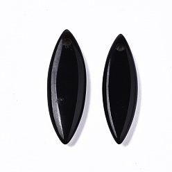 Obsidian Natural Black Obsidian Pendants, Horse Eye, 23~24x7.5x3.5mm, Hole: 1.5mm