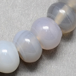 Gris Clair Gris naturel perles agate de pierre brins, rondelle, gris clair, 8x5mm, Trou: 1mm, Environ 60~65 pcs/chapelet, 15.7 pouce