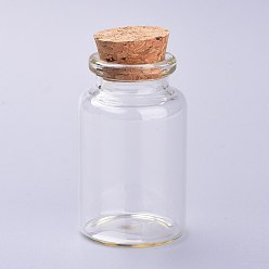 Clear Glass Bottles, with Cork Stopper, Wishing Bottle, Bead Containers, Clear, 3x5cm