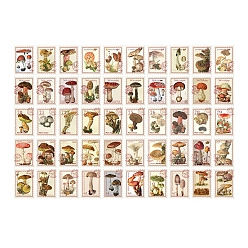 Mushroom 100Pcs 50 Styles Autumn Themed Stamp Decorative Stickers, Paper Self Stickers, for Scrapbooking, Diary Stationery, Mushroom Pattern, 50x35mm, 2pcs/style