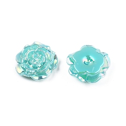Turquoise Opaque ABS Plastic Cabochons, Flower, Turquoise, 19.5x7.5mm