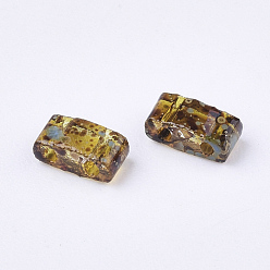 Verge D'or Foncé 2 - Perles de rocaille en verre transparent, , rectangle, verge d'or noir, 4.5~5.5x2x2~2.5mm, Trou: 0.5~0.8mm