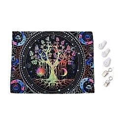 Tree of Life Lumière noire réactive aux uv tentures, tapisserie murale décorative en polyester, pour la décoration, rectangle, modèle de l'arbre de vie, 950x750x0.5mm