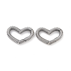 Antique Silver 925 Sterling Silver Spring Gate Rings, Heart, Antique Silver, 10.5x16.5x2mm, Inner Diameter: 4x12mm