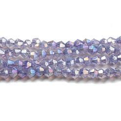 Lilac Baking Painted Transparent Glass Beads Strands, Imitation Opalite, AB Color, Faceted, Bicone, Lilac, 3x2.5mm, Hole: 0.8mm, about 168~172pcs/strand, 16.30~17.01 inch(41.4~43.2cm)