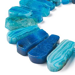 Dodger Blue Teardrop Natural Dyed Agate Beads Strands, Top Drilled Beads, Dodger Blue, 25~50x11~16x6~8mm, Hole: 2.5mm, about 32~35pcs/strand, 15.7 inch