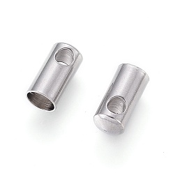 Stainless Steel Color 304 Stainless Steel Cord Ends, End Caps, Column, Stainless Steel Color, 9.5x4.5mm, Hole: 2mm, Inner Diameter: 4mm
