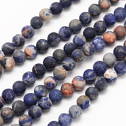 Sodalite Frosted Round Natural Orange Sodalite Beads Strands, 8mm, Hole: 1mm, about 49pcs/strand, 15.3 inch