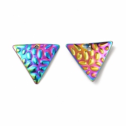 Rainbow Color Ионное покрытие (ip) 304 подвески из нержавеющей стали, , треугольный шарм, Радуга цветов, 15x17x2 мм, отверстие : 1.2 мм