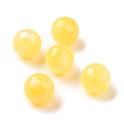 Gold Opaque Acrylic Beads, Glitter Beads, Round, Gold, 15mm, Hole: 2mm, about 210pcs/500g