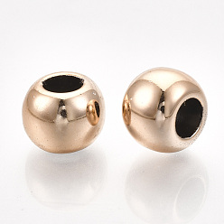 Rose Gold UV Plating ABS Plastic European Beads, Large Hole Beads, Round, Rose Gold, 10x8mm, Hole: 5mm