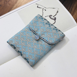 Light Sky Blue Chinese Style Satin Jewelry Packing Pouches, Gift Bags, Rectangle, Light Sky Blue, 11x10cm