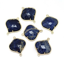 Sodalite Natural Sodalite Links connectors, with Golden Tone Brass Findings, Faceted, 26x21.5x5.5mm, Hole: 1.5~1.6mm