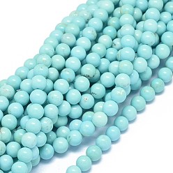 Howlite Natural Magnesite Beads Strands, Dyed & Heated, Round, 6mm, Hole: 0.7mm, about 63pcs/strand, 15.7~16.1 inch(40~41cm)