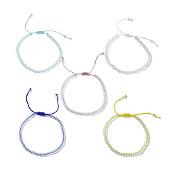 Mixed Color Glass Seed Braided Bead Bracelet for Women, Mixed Color, Inner Diameter: 1-7/8~2-7/8 inch(4.8~7.2cm)