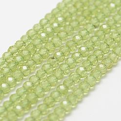 Peridot Natural Peridot Bead Strands, Faceted, Round, 3mm, Hole: 0.5mm, about 120~124pcs/strand, 12.8 inch(325mm)