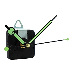 Green Plastic Long Shaft Clock Movement Mechanism, with Aluminum Pointer, Green, 56x56x35mm, pointer: 60~150x7~15x1.5~7mm, hole: 3.3~5.5mm