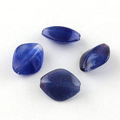 Medium Blue Rhombus Imitation Gemstone Acrylic Beads, Medium Blue, 16.5x13x8mm, Hole: 2mm, about 700pcs/500g