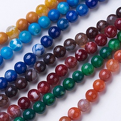 Mixed Color Natural Agate Beads Strands, Dyed & Heated, Grade A, Round, Mixed Color, 6mm, Hole: 1mm, about 62pcs/strand, 14.9 inch(38cm)