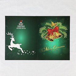 Christmas Bell Diy рождественская открытка набор для алмазной живописи, включая конверт, сумка со стразами из смолы, алмазная липкая ручка, поднос тарелка и клей глина, Рождественский колокольчик, 180x130 мм