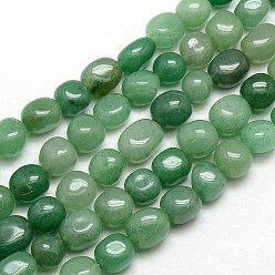 Green Aventurine Natural Green Aventurine Nuggets Beads Strands, 8~12x8~12mm, Hole: 1mm, about 31~40pcs/strand, 15.5 inch