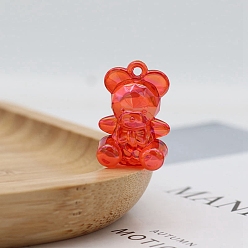 Roja Colgante de oso acrílico, llavero pendientes colgante, rojo, 29x20 mm