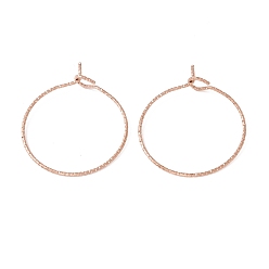 Rose Gold Ion Plating(IP) 316 Surgical Stainless Steel Hoop Earrings Findings, Wine Glass Charms Rings, Rose Gold, 29x25mm, Pin: 0.6mm