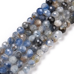 Kyanite Natural Kyanite Beads Strands, Faceted, Round, 4mm, Hole: 0.7mm, about 93~94pcs/strand, 15.35~15.55 inch(39~39.5cm)