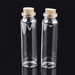 Clair Bouteilles de verre bocal en verre perlent conteneurs, avec bouchon en liège, souhaitant bouteille, clair, 75x22mm, trou: 12.5 mm, capacité: 28 ml (0.94 fl. oz)