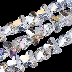 Clear AB Electroplate Glass Beads, AB Color Plated, Faceted, Butterfly, Clear AB, 12x14.5x7.5mm, Hole: 1mm