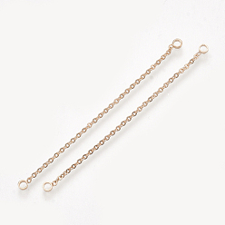 Rose Gold Brass Chain Links connectors, Rose Gold, 55x1x1mm, Hole: 1.6mm